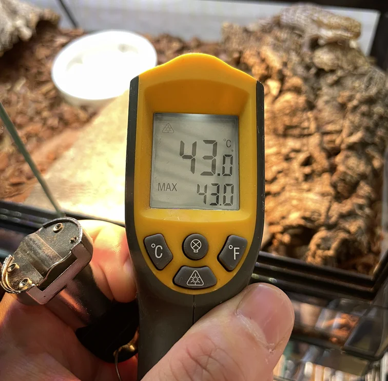 スポット気温、平時はだいたい40℃前後になるように設定にしますが、少し高めにしました